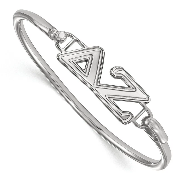 Sterling Silver Delta Zeta Small Clasp Bangle - 7 In.