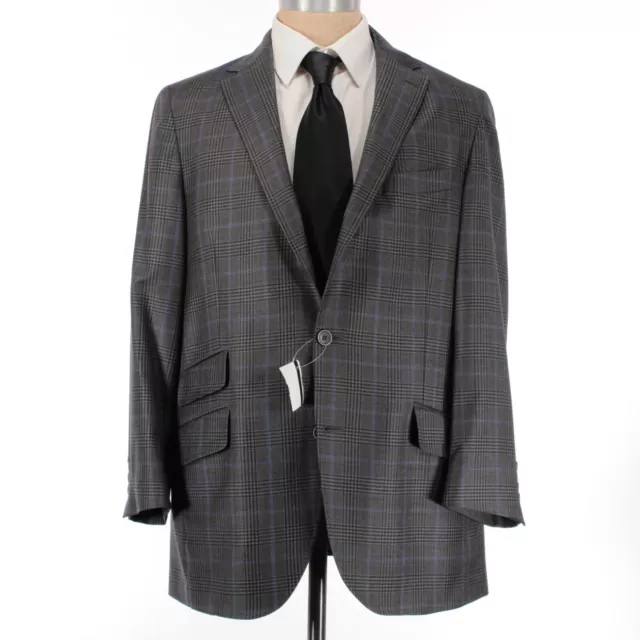 Peter Millar NWOT 100% Wool Sport Coat Size US 42R in Gray/Black/Purple Plaid