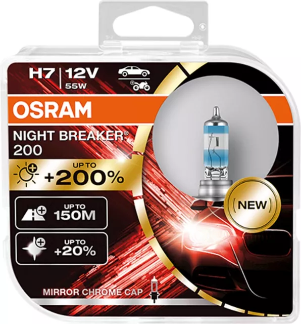 OSRAM H7 Night Breaker 200 % mehr Helligkeit Power Scheinwerfer Lampe DUO BOX