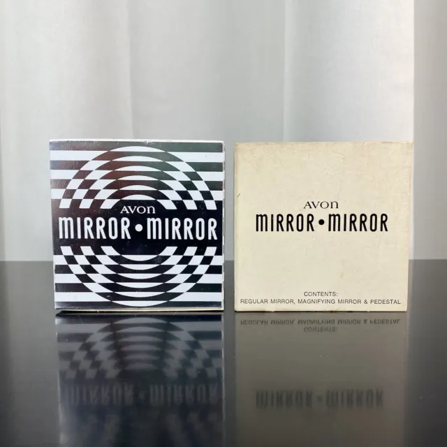 Vintage Avon Makeup Magnifying Mirror Mirror & Pedestal w/ Box & Slipcover