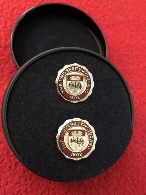 One Pair University of Chicago Round Swivel-Back Cufflinks NO BOX EUC One Pair University of Chicago Round Swivel-Back Cufflinks NO BOX EUC