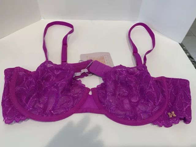 Savage X Fenty Underwired Unlined Lace Bra Fuchsia Pink Size 36 C NWT