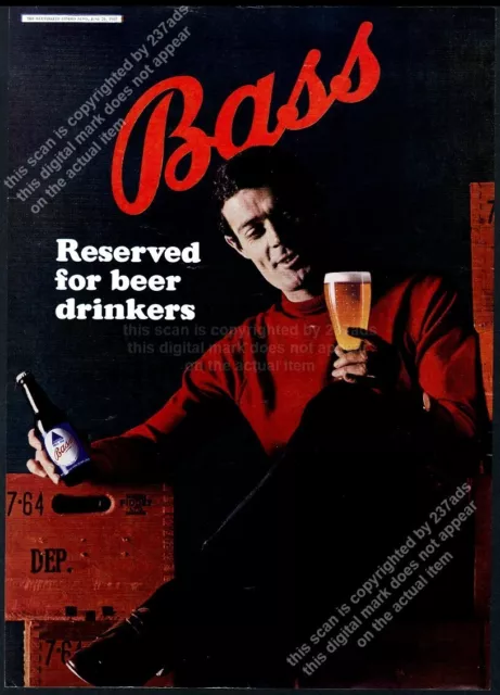 1965 Bass Ale man with bottle & glass photo UK vintage print ad 2