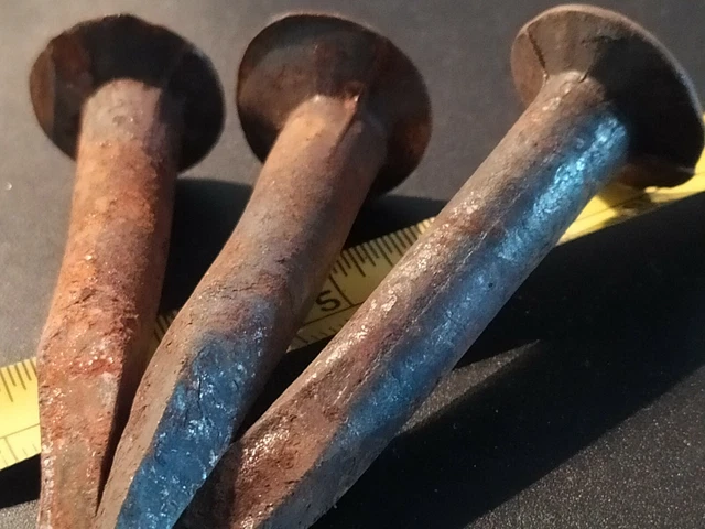 Ø 24X3 1/2" Old Iron Xxl Ultra Fat Antique Hand Forged Nails Beams Nails Spikes