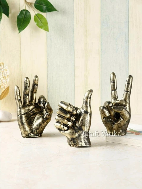 Signe de la main Geste Showpiece Statue Doigt Sculpture décorative lot de 3