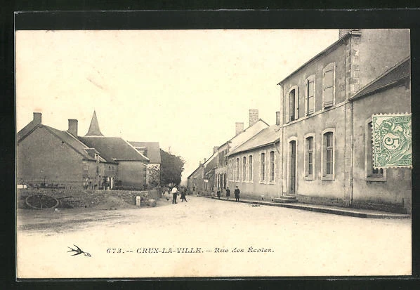CPA Crux-la-Ville, Rue des Ècoles 1907