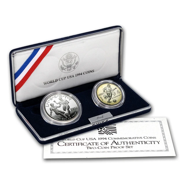 1994 2-Coin World Cup Proof Set (w/Box & COA) - SKU #7140