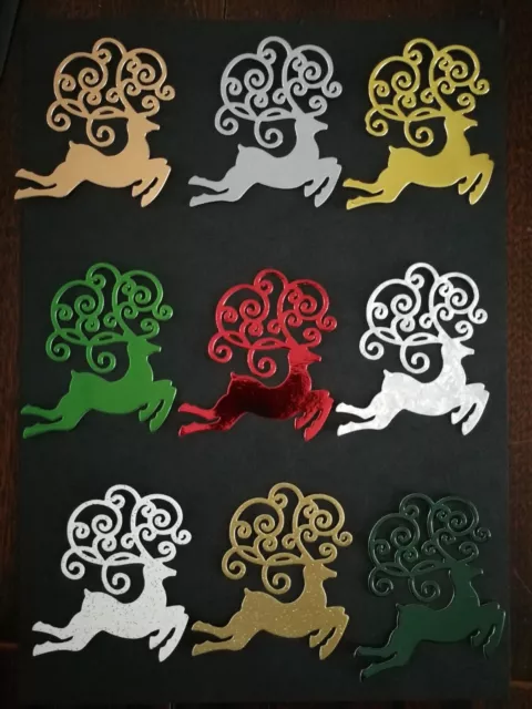 Craft Die Cuts 9 Gorgeous Christmas Deer Card Toppers (Set 3)