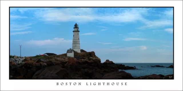 Massachusetts Poster Panorama Boston Lighthouse Panoramic Fine Art Print Photo