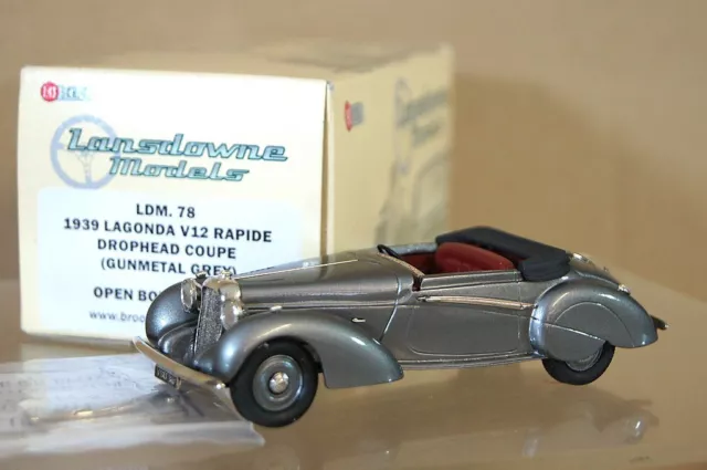 LANSDOWNE MODELS LDM78 1939 LAGONDA V12 RAPIDE DROPHEAD COUPE GREY MINT BOXED mx