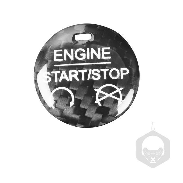 Adesivo Motore Auto Fibra di Carbone Start Stop Pulsante Accensione per Ford Mustang 2015-19 A