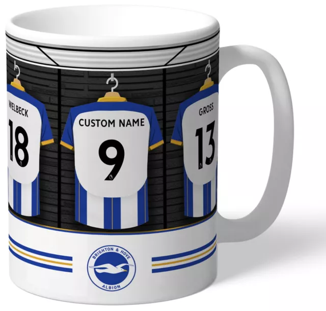 Personalised Brighton & Hove Albion FC Dressing Room Shirts Mug - Free Delivery
