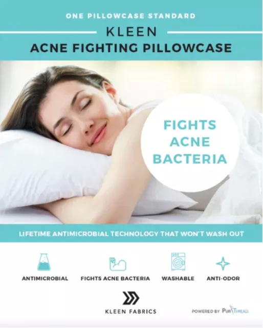 Kleen Antimicrobial Fabrics ACNE Fighting 20"X 26" Pillowcase (White, 1 Pcs)