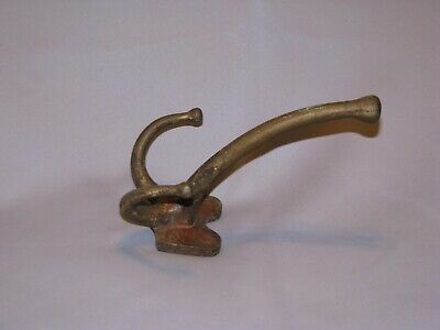 Antique Cast Iron 6" Coat Hat Harness Tack Double Hook w/ Old Paint 3 Prong 2