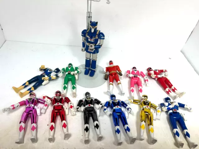 Bandai 1993 Power Rangers Action Figure Lot Morphin Flip Head Metallic