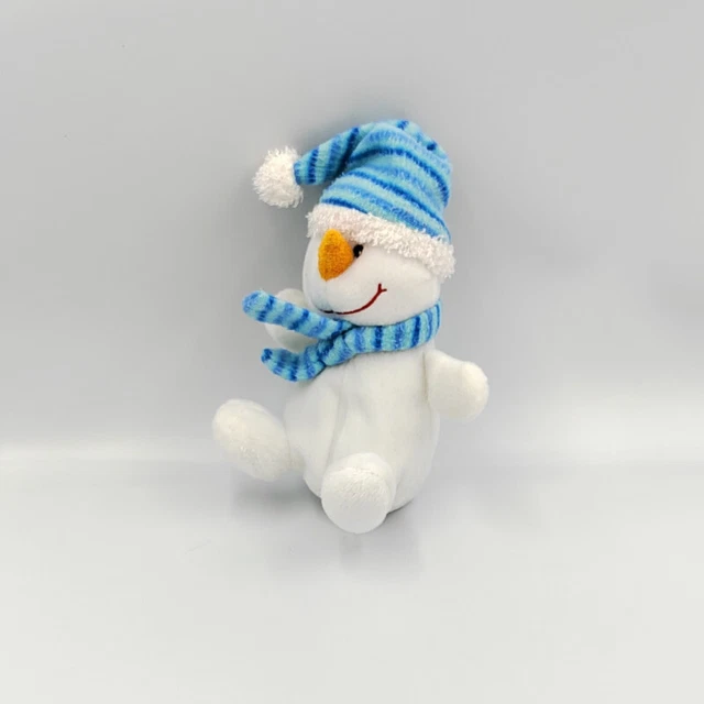 Doudou peluche bonhomme de neige blanc bleu MAXITA - 29757
