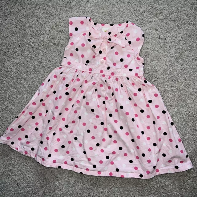 Gymboree Crazy 8 Girls Pink Brown White Polka Dot Cotton Dress Sz 2T EUC