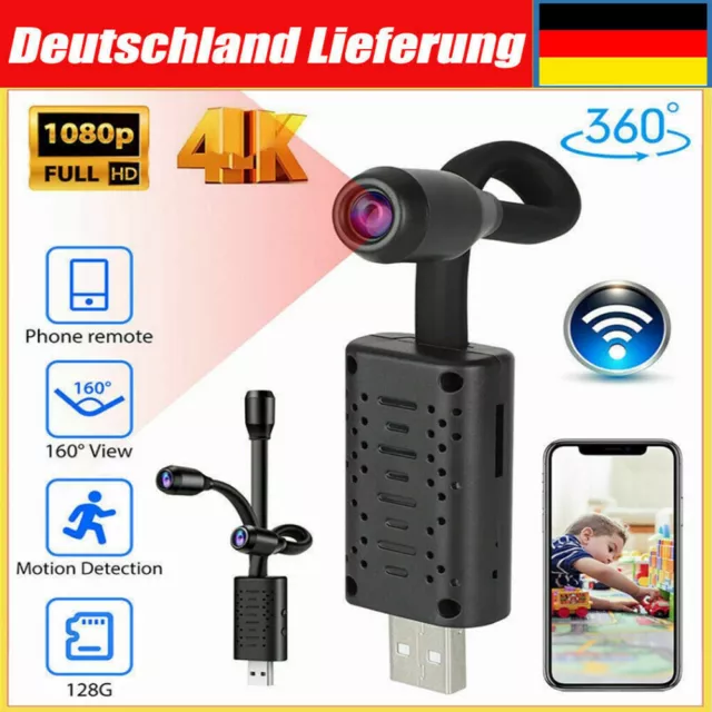 Mini IP Kamera 1080P HD Wireless WLAN 4K WiFi Camera Überwachungkamera Spycam DE