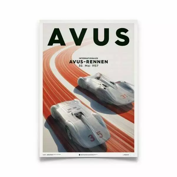 Automobilist Poster Silver Arrows Mercedes-Benz Avus Rennen 50 x 70 cm