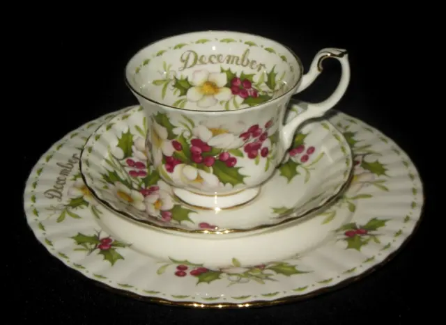 Royal Albert Flower Of The Month December Christmas Rose  Tea Cup Saucer Plate
