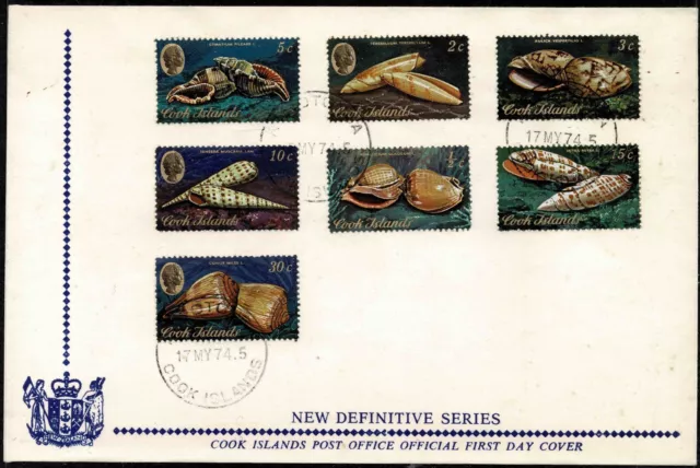 Cook Islands 1974 Sea Shells Definitive Series FDC - Set Of Seven Stamps - Mint