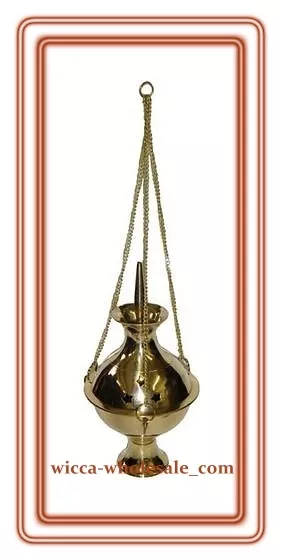 6" INCHS Big Hanging Brass Censer Incense Charcoal Cone Resin Burner FREE SHIP !