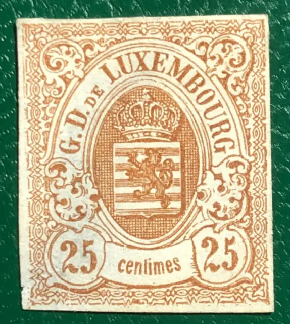 LUXEMBOURG 1860 Wappen  Armoiries 25 c. braun ungez. Mi 8 Yt 8 MH (*) KW 450€