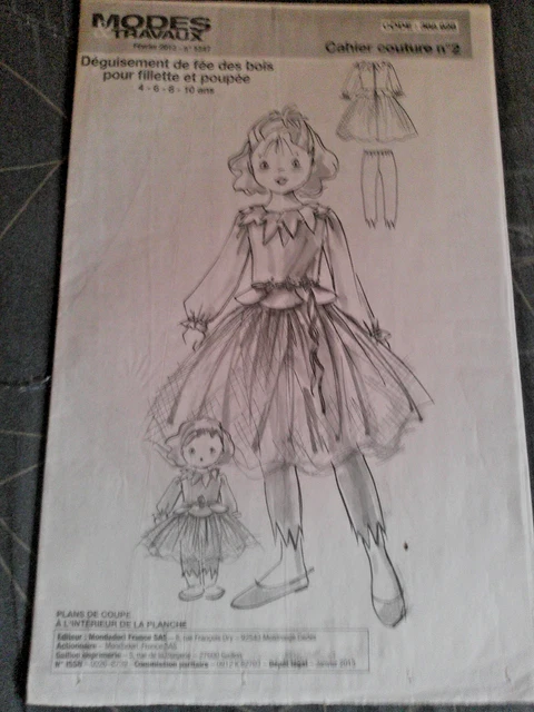 Patron De Couture Complet Pour Vêtements De Poupée - Magazine Modes Et Travaux Septembre 2014, Non Découpé