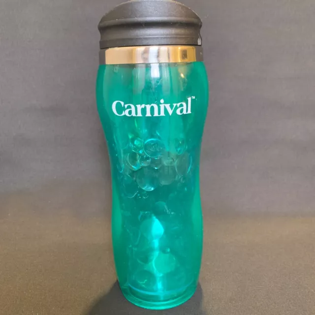 Carnival Cruise Line Insulated Travel Tumbler Hard Plastic Green HTF BUBBLES