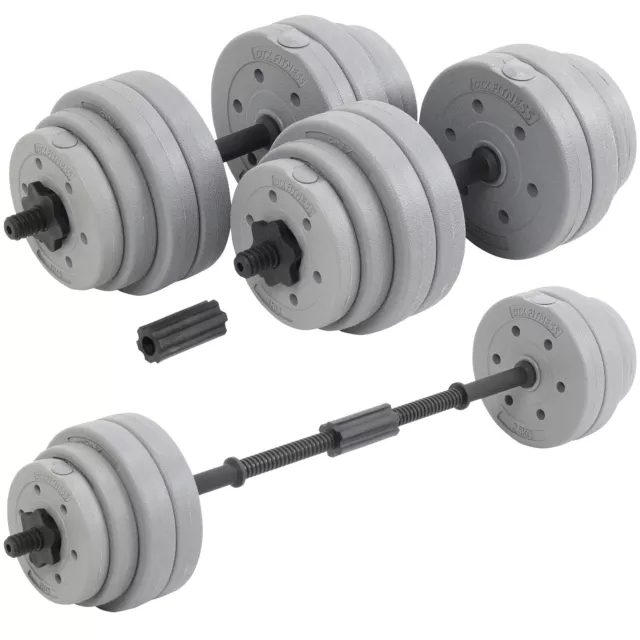 DTX Fitness 30kg Dumbbell/Barbell Weight Set Pair of Hand Weights Gym Workout