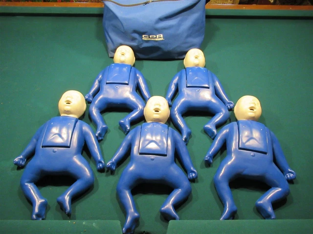 Lot of 5 CPR Prompt Infant Manikin Trainers Nursing EMT Practice Dummy with Case