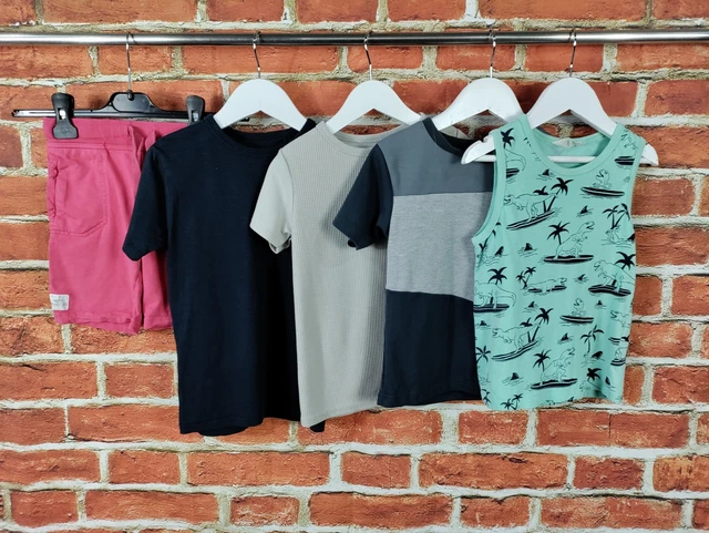 T-Shirt Top Bundle Ragazzi Età 4-5 Anni Next River Island H&M Pantaloncini Estate 110Cm