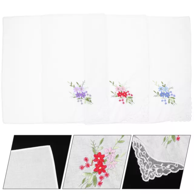 3 Stück Blumen-Stickerei-Taschentuch, Vintage-Spitzen-Taschentuch,