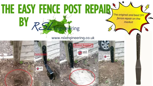 RSL Easy Fence Post Support Repair Spike -Knock In, Concrete In And Screw Down