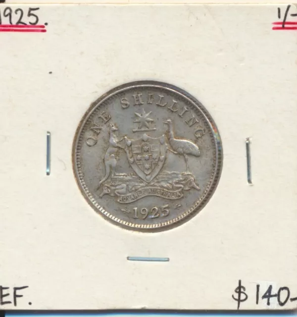 Australia: 1925 One Shilling KGV silver 1/- Better Grade Cat $140 EF