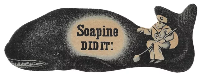 Victorian Trade Card Die Cut Whale Soapine Kendalls Advertisment 1880s-1890s