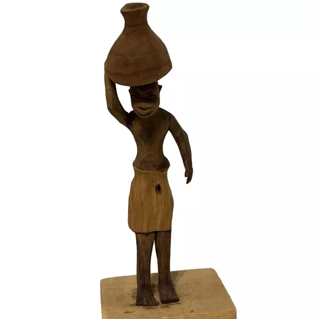 Vintage African Hand Carved Wooden Statue  Wood Figurine Tribal Folk Art 5 Inch
