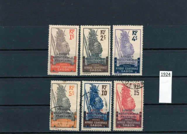 Gabon, 1924-30, overprint "Afrique Equatoriale", Mi 101-104, 106, 108, used, MNG