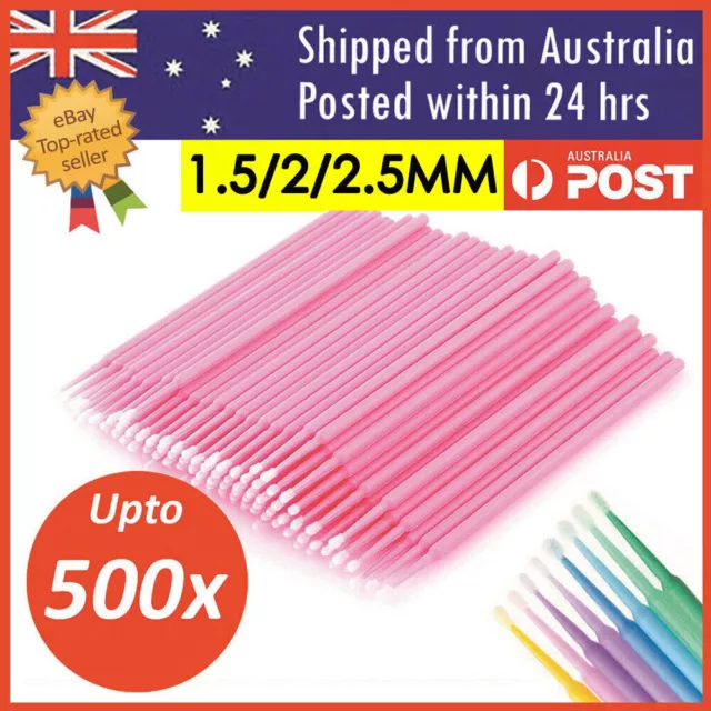 Disposable Eyelash Swab Applicator Micro Brush Mascara Tools Extension 100-500X