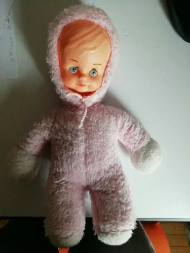Petite Poupée Doudou Vintage Marque Nounours Rose