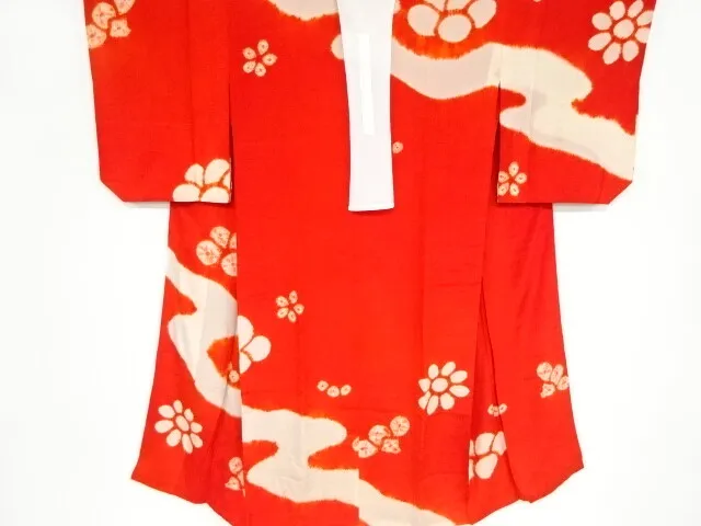 09529# Japanese Kimono / Antique Juban / Shibori / Flower