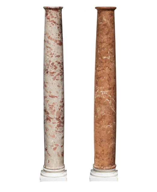 Pair of 18th Century Italian Baroque Style Marble Column Pedestals a Pair