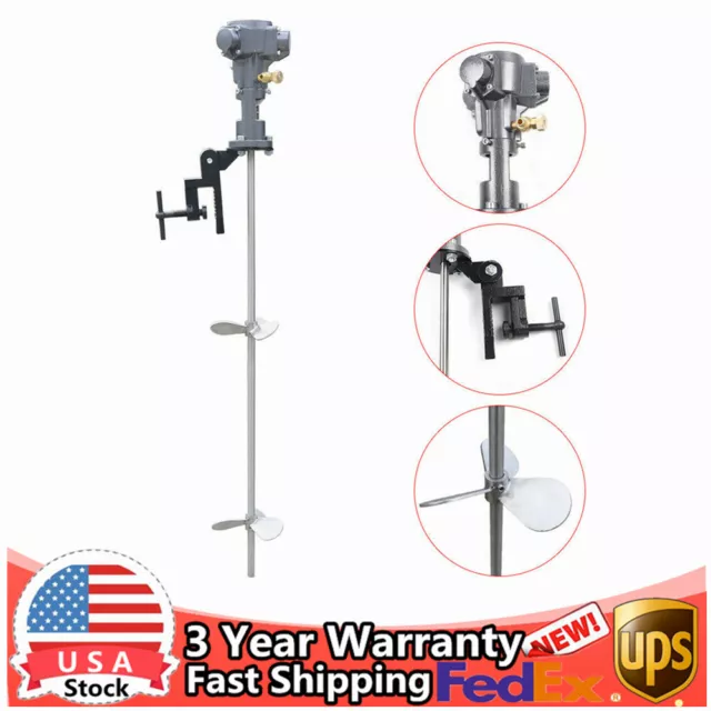 50 Gallon Tank Pneumatic Bracket Mixer 1/2 HP Air Agitator Painting Blender SUS