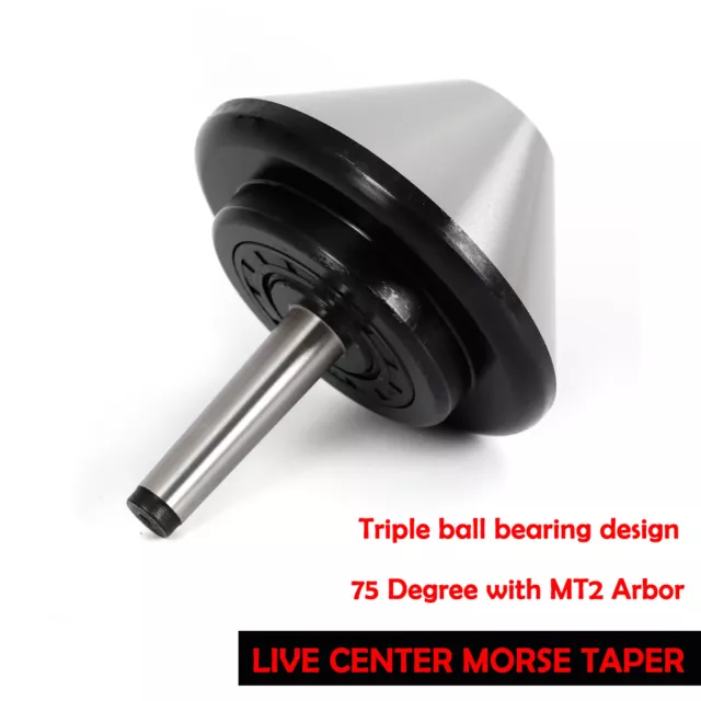 MT2 4.66" Bull Nose Live Center Morse Taper #2 Bull 75 Degree For 120mm Lathe