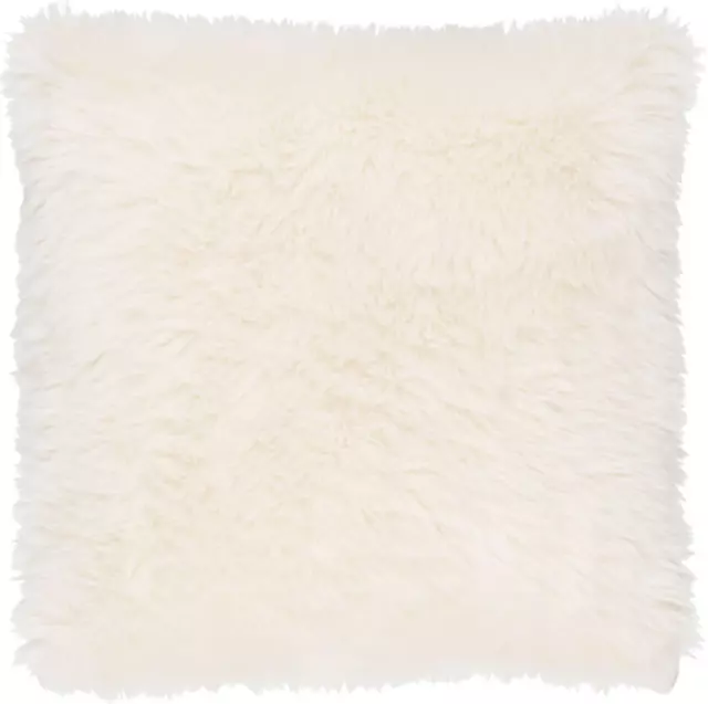 Cushion Cover Long Pile Soft & Cuddly Shaggy 17x17" (43x43cm) Faux Fur (Cream)