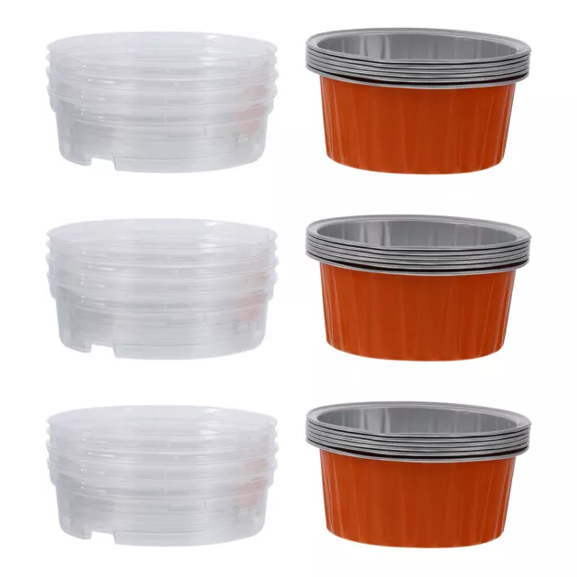 50 Aluminum Foil Muffin Liners Cups with Lids (Orange)