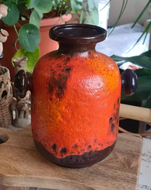 Vintage Carstens Tonnieshof Mid Century West German Orange Fat Lava Vase 7892-20
