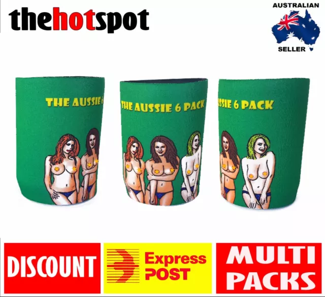 Aussie 6 Pack STUBBY STUBBIE HOLDER Beer Cooler Dad* AUSTRALIA DAY Gift* Topless
