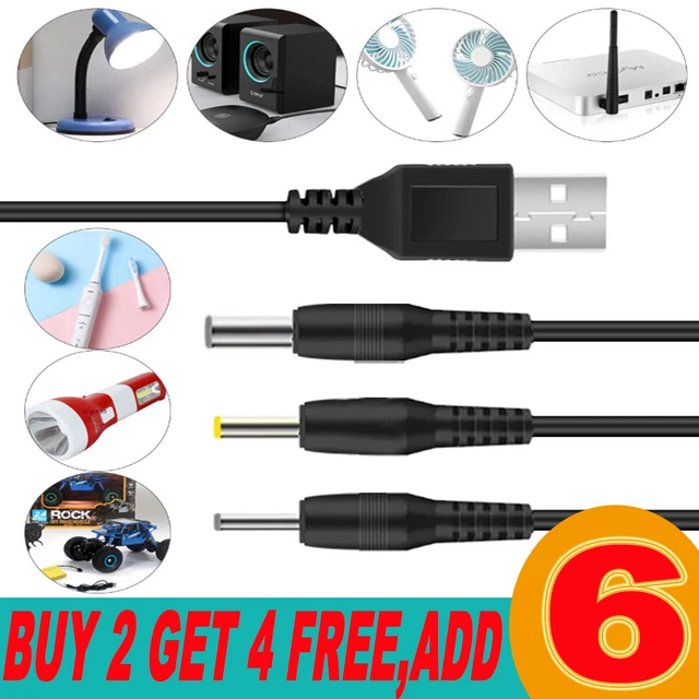 USB to 2.0-3.5mm Barrel Jack Charger Plug Male DC Power Adapter Cable Lead Wire