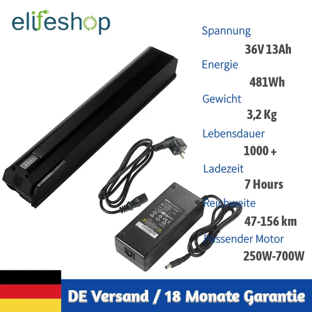 Batterie Vélo électrique YOSE POWER 48V 13Ah (625Wh) Avec Chargeur - Pour Pedelec, Montage Sous Cadre